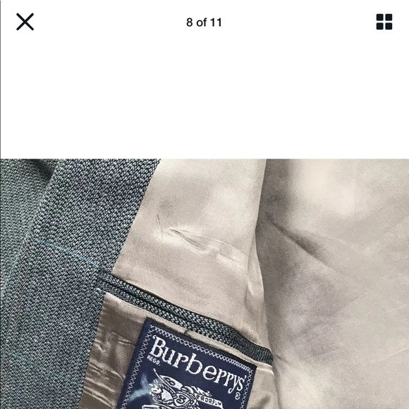 Vintage Burberry Blazer Sport Coat Blue Grey Sz 44 - Picture 8 of 11